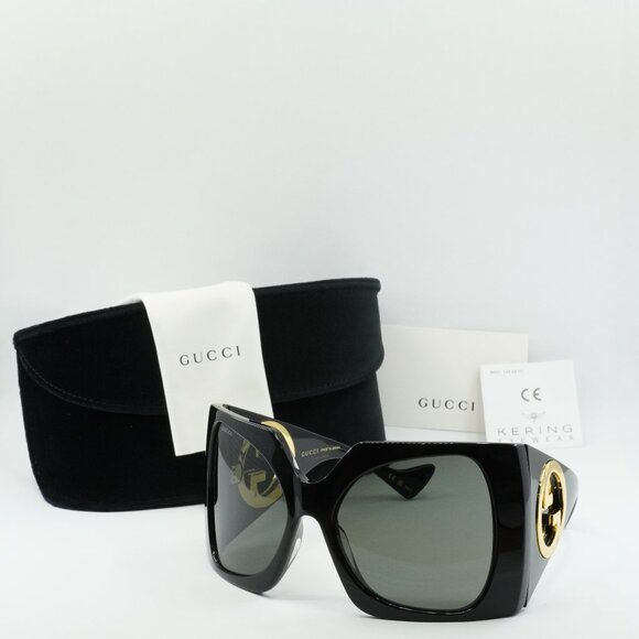 Gucci GG1255S 001 Square Sunglasses - Black/Smoke - Picture 1 of 8